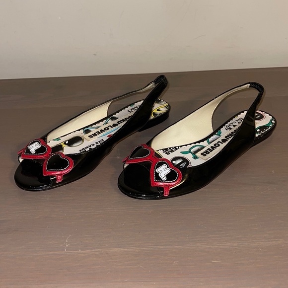 Harajuku Lovers Black Patent Leather Peep Toe Flats - Women’s Size 7 - Picture 3 of 11